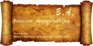 Benczur Annunciáta névjegykártya